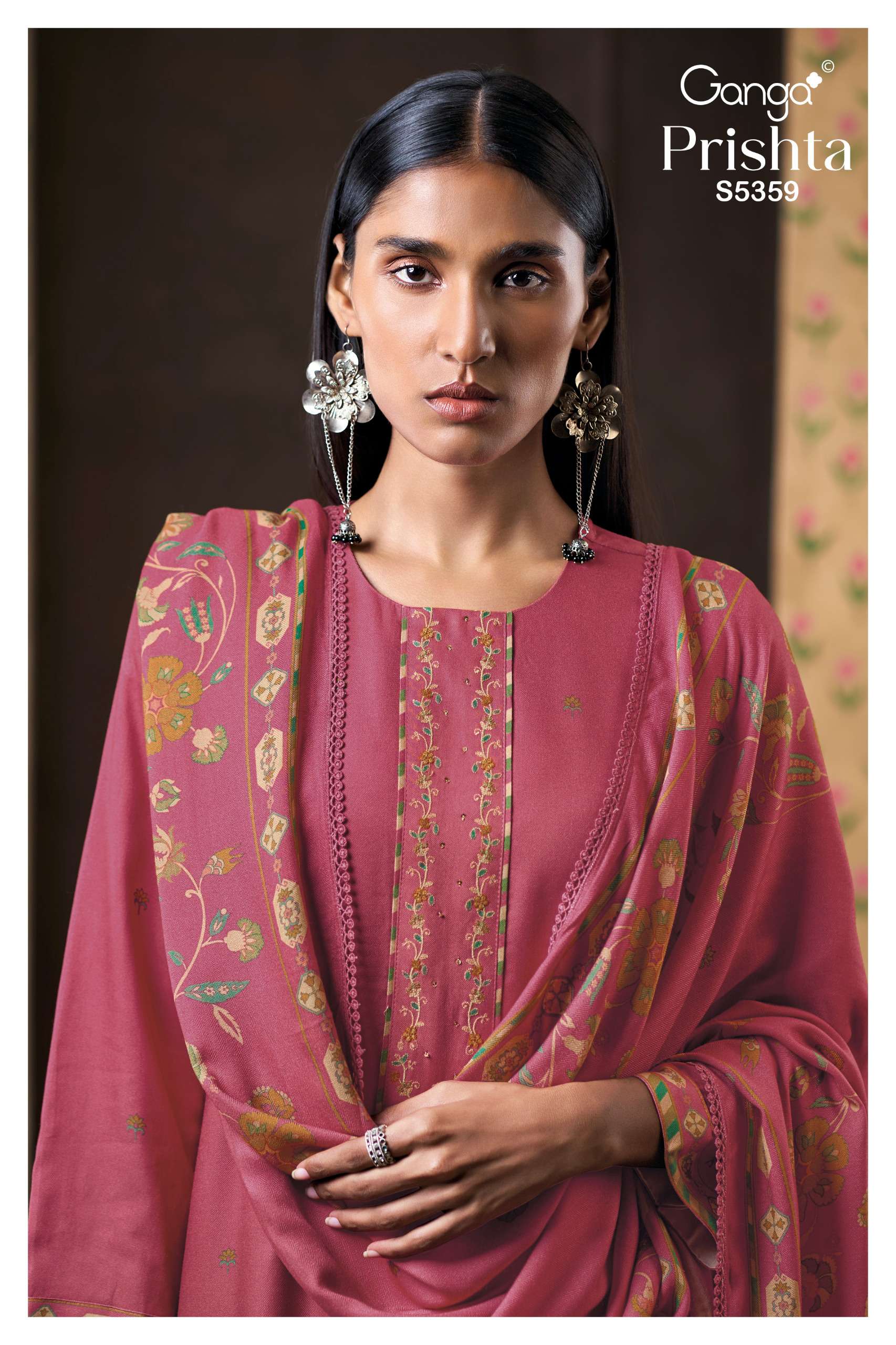 GANGA PRISHTA 5359 WINTER PASHMINA SOLID COLOR SUIT BRAND QUALITY MARKET ONLINE